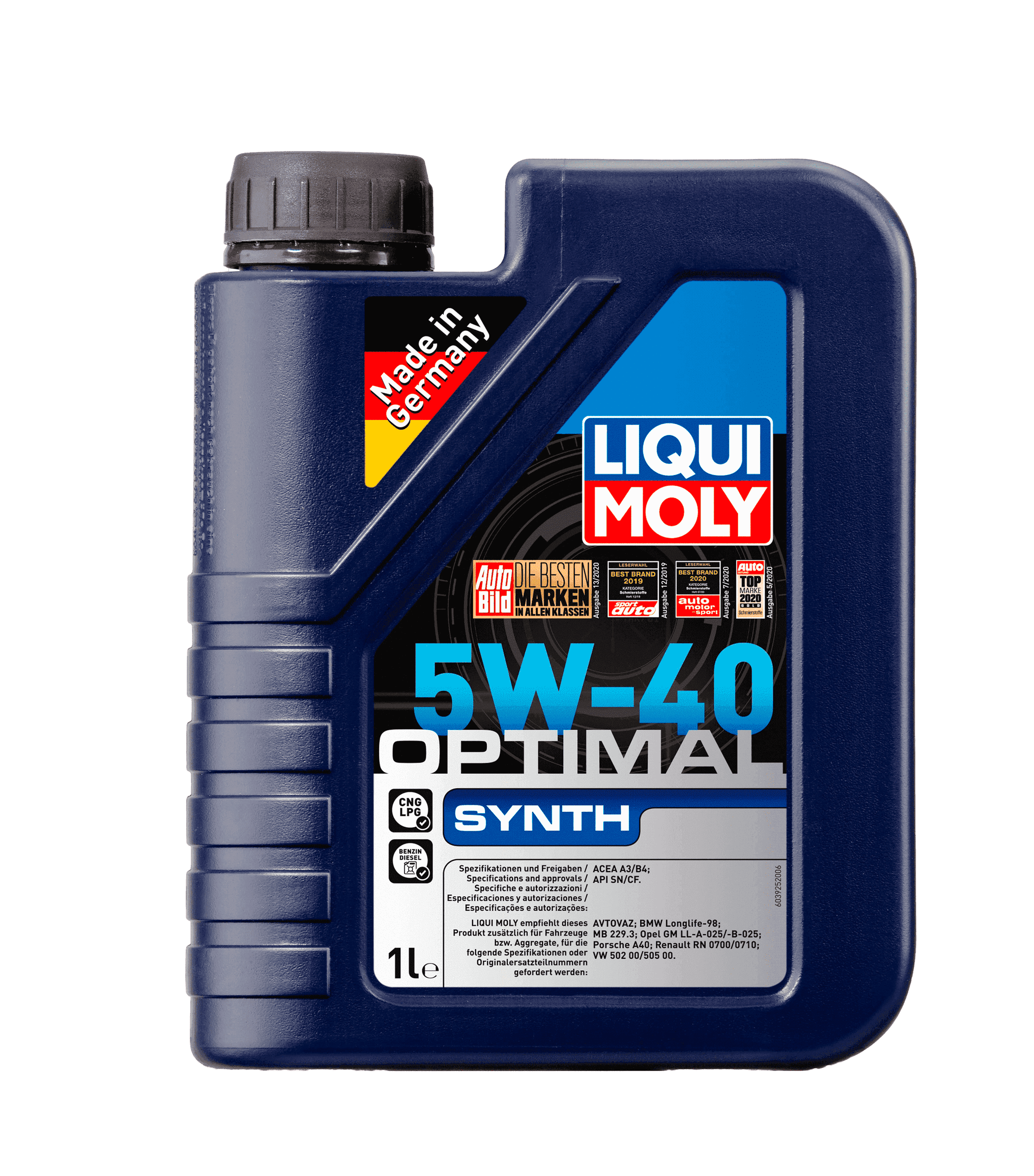 Моторное масло Liqui Moly Optimal Synth 5W-40, 1л (LiquiMoly: 3925)